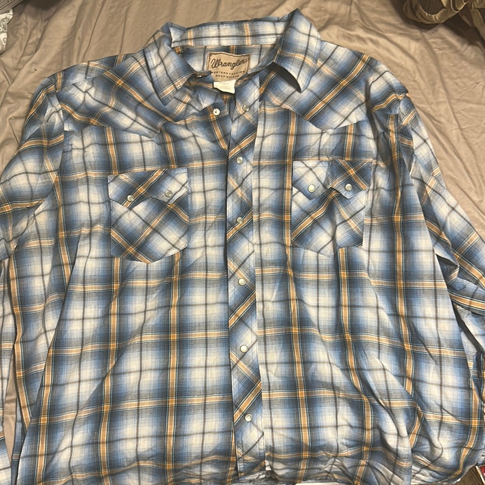 Wrangler Blue and Brown Checkered Shirt
